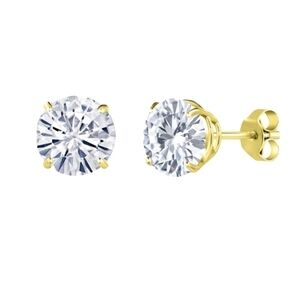 CERTIFIED 14K Yellow Gold 2ct Diamond Stud Earrings Moissanite Charles Colvard